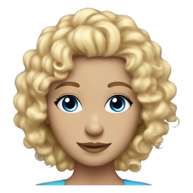 Very pretty girl with blonde curly hair and eyelashes with blue eues sticker