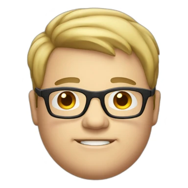A White chubby guy with glasses and square chin sticker