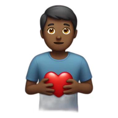 Fear colour man holding heart  sticker