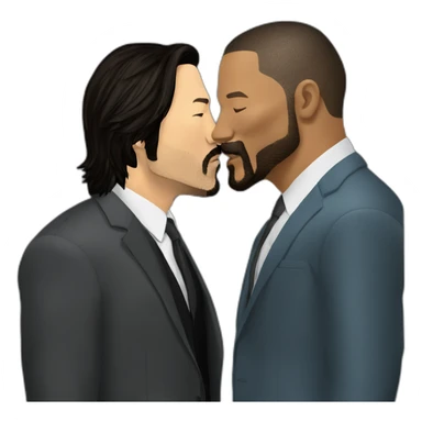 keanu-reeves-kissing-laurence-fishburne sticker