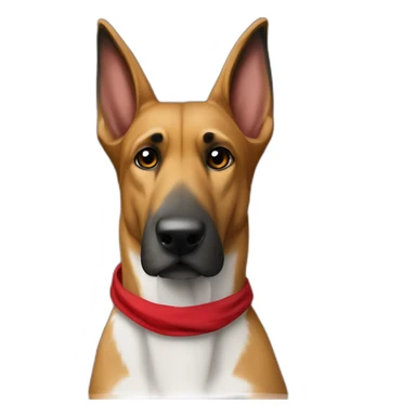 Coonhound/German Shepherd dog wearing small plain red bandana walking left semi realistic with floppy ears sticker