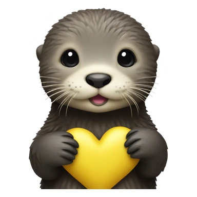 Baby sea otter with yellow heart in its paws sticker