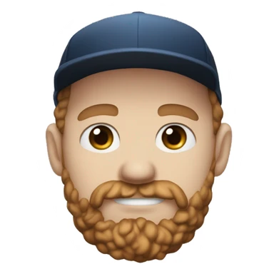 35 years old, male, short curly red hair, black baseball hat, blue eyes, pale complexion, thick beard and thin mustache sticker