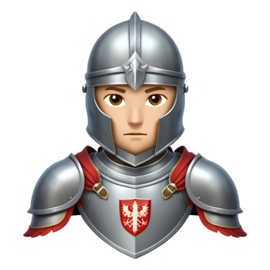 Clash of Clans aesthetic friendly Knight Portrait Emoji, With a noble, armored build featuring a gleaming suit adorned with simple heraldry and a determined gaze behind a visored helm, his face rendered in a natural skin tone (not yellow), Simplified yet dynamic features, highly detailed, glowing with a cool, steely radiance, high shine, courageous and resolute, stylized with an air of chivalric valor, focused and stalwart, soft glowing outline, capturing the essence of a valiant knight ready to charge into epic quests with honor! sticker