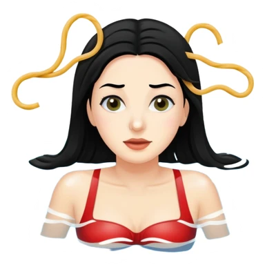 Woman with black hair and white skin swimming in a swimming pool full of spaghetti and Italian hoagies  sticker