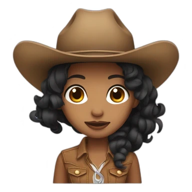cowgirl straight black hair sticker