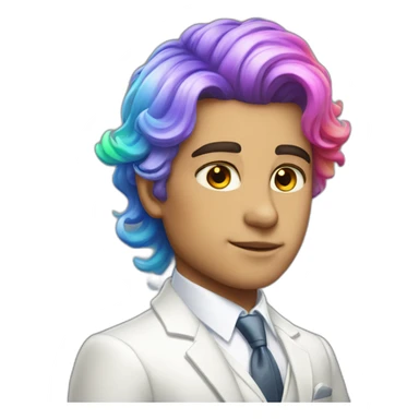 Posh-boy-with-white-suit-and-rainbow-unicorn-hair sticker