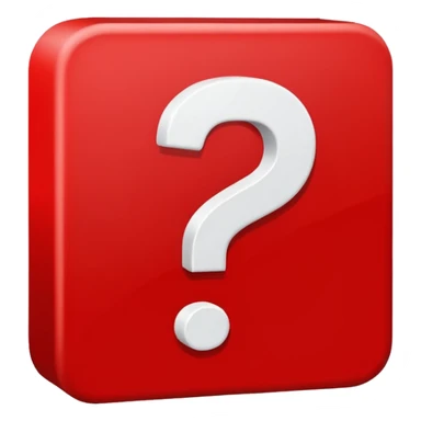 question mark inside a red square sticker