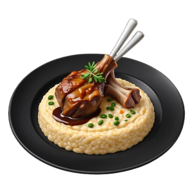 Lamb Shanks with Risotto Nero on a black plate sticker