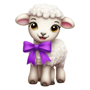 Pink Baby lamb with a purple bow  sticker