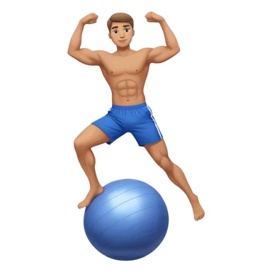 fit man with blue shorts stability ball balance sticker