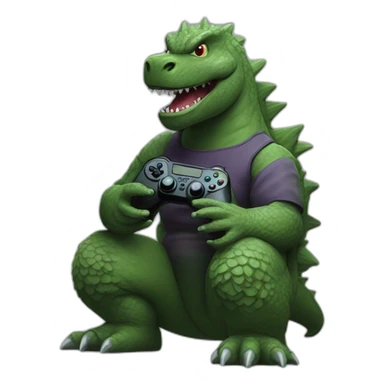 Godzilla playing videogames sticker
