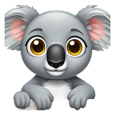 Un koala super tierno con los ojos tiernos, con su bebé koala y cargando etc sticker