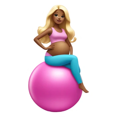 Pregnant Barbie leaning on yoga ball sticker