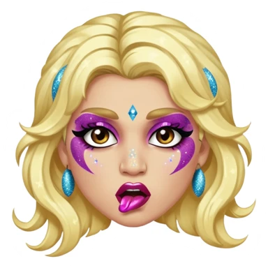 kesha with glitter making a snarling lip curl face sticker