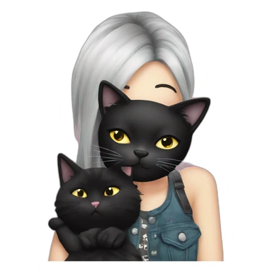 Punk girl kisses black cat sticker