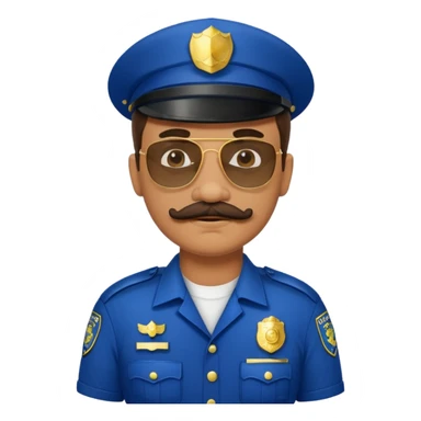 mustache police uniform with sunglasses sticker