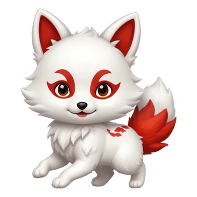 Running white with red marks Chibi baby cute kitsune   sticker