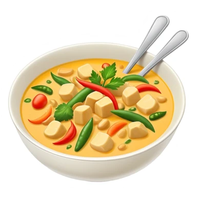 a bowl of thai yellow curry, ultra realistic sticker