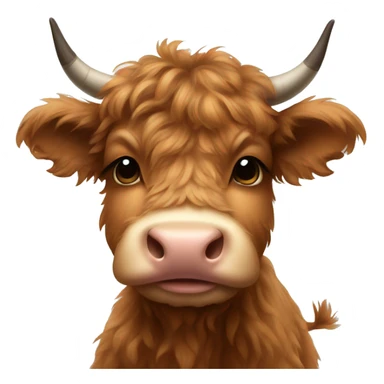 brown fluffy baby scottish cow with a small bow on head sticker
