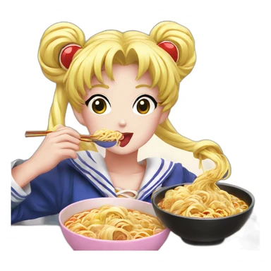 usagi sailor moon eating ramen sticker
