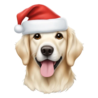 English cream retriever with Santa hat sticker
