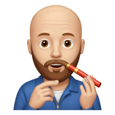 Bald white man with brown beard playing a kazoo sticker
