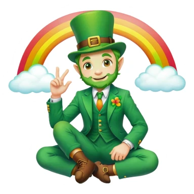A leprechaun sitting on a rainbow  sticker