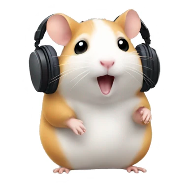 A hamster listening to a song sticker