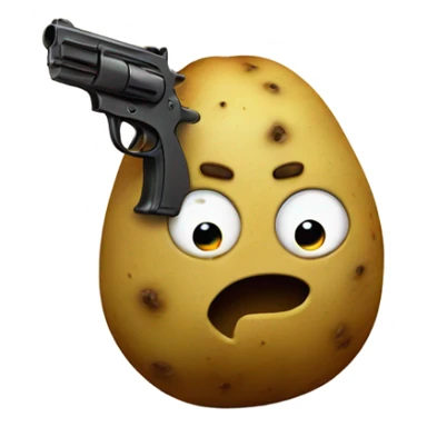 potato with gun sticker