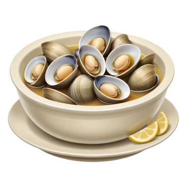 Steamed clams in white wine broth sticker