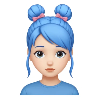 a girl with blue bun hair sticker