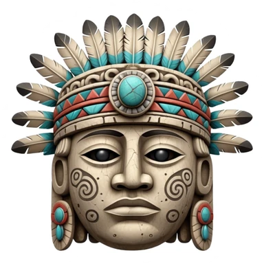 Toltec stone head carving with ceremonial headdress sticker