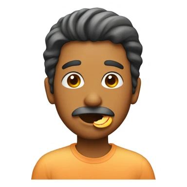 man eating peach sticker