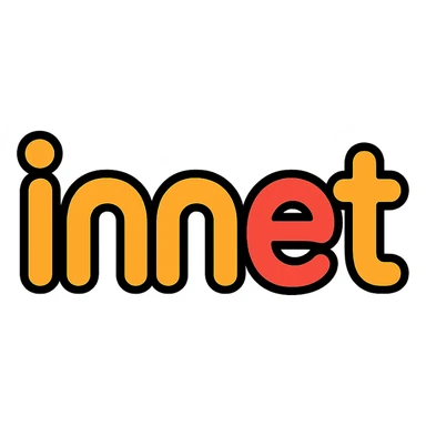 the word 'innet' as a sleek, minimal emoji, rounded letters sticker
