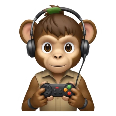 gamer monkey, game controller on hand, headset  sticker