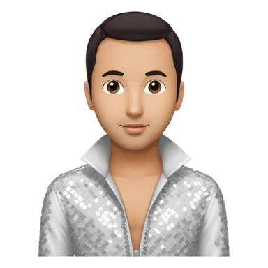 Howie Dorough from Backstreet Boys with dark brown hair, white sequin outfit sticker