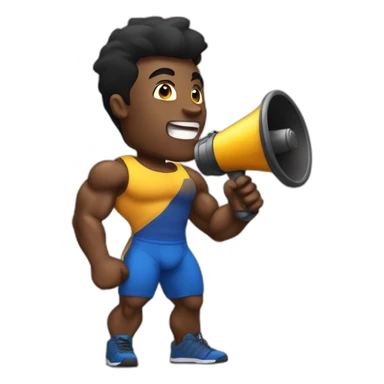 black bodybuilder with megaphone speaking sticker