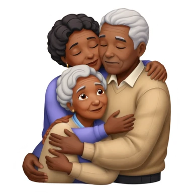Old black woman and black man hugging on the floor sticker