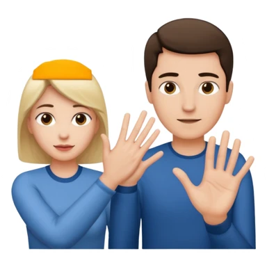 Man face behind women with her hands reaching i front of her sticker