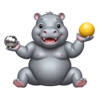 a Circus cute hippo juggling two metal ball sticker