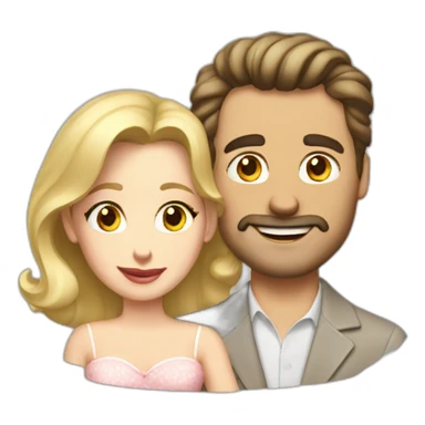brunette husband and blond wife in 50s sticker