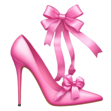 Pair of Pink stiletto shoes with ribbons sticker