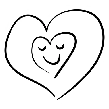 outlined heart with a smiley face inside sticker