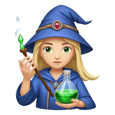 rune mage stirring potion slowly eye contact sticker