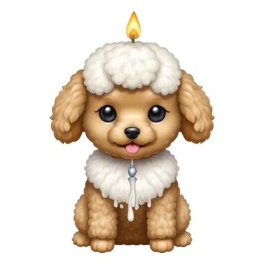 toy poodle holding a candle sticker