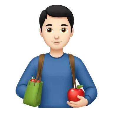 a white man with black hair carrying Apple bags sticker