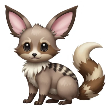 Civet-Minccino-Cacomistl-Eevee-Trico-hybrid-fusion (full body) sticker