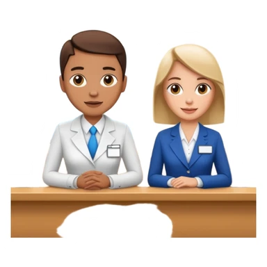 receptionist and tourist standing on hotel reception desk\ sticker