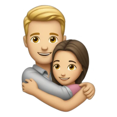 a white man and a girl hugging sticker